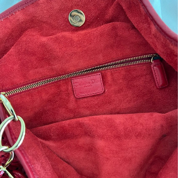 Lady Dior Soft Red Lambskin Leather Large Shopper Tote Authenticity card dustbag - Picture 8 of 13